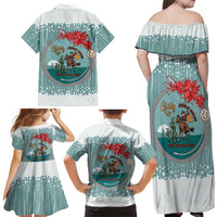 Cowboy Christmas Family Matching Off Shoulder Maxi Dress and Hawaiian Shirt Giddy Up Jingle Horse Green Version - Wonder Print Shop