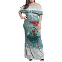 Cowboy Christmas Family Matching Off Shoulder Maxi Dress and Hawaiian Shirt Giddy Up Jingle Horse Green Version - Wonder Print Shop