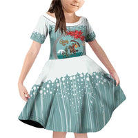 Cowboy Christmas Family Matching Off Shoulder Short Dress and Hawaiian Shirt Giddy Up Jingle Horse Green Version - Wonder Print Shop