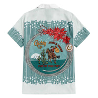 Cowboy Christmas Family Matching Off Shoulder Short Dress and Hawaiian Shirt Giddy Up Jingle Horse Green Version - Wonder Print Shop