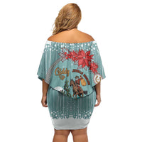 Cowboy Christmas Family Matching Off Shoulder Short Dress and Hawaiian Shirt Giddy Up Jingle Horse Green Version - Wonder Print Shop
