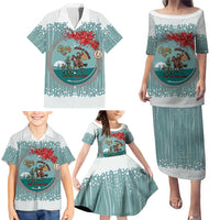 Cowboy Christmas Family Matching Puletasi and Hawaiian Shirt Giddy Up Jingle Horse Green Version - Wonder Print Shop