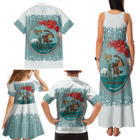 Cowboy Christmas Family Matching Tank Maxi Dress and Hawaiian Shirt Giddy Up Jingle Horse Green Version - Wonder Print Shop