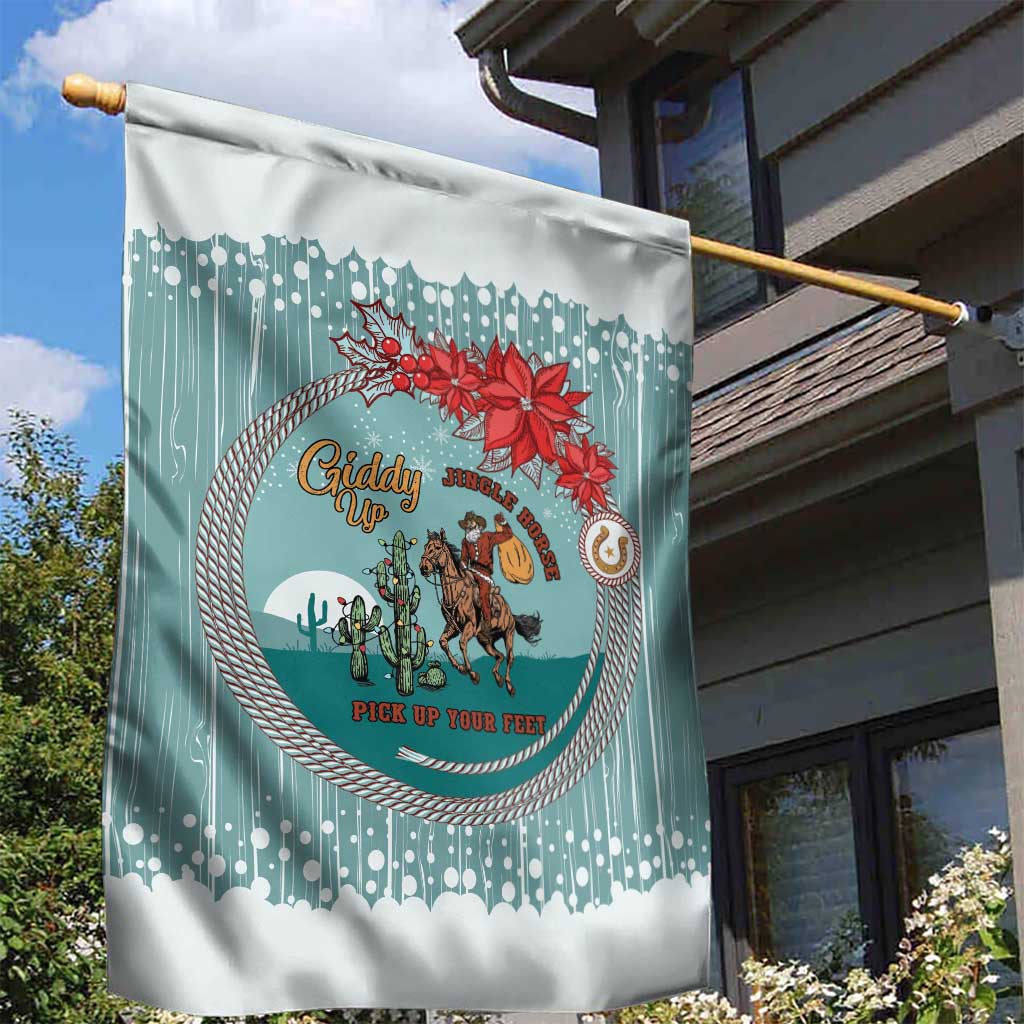 Cowboy Christmas Garden Flag Giddy Up Jingle Horse Green Version - Wonder Print Shop