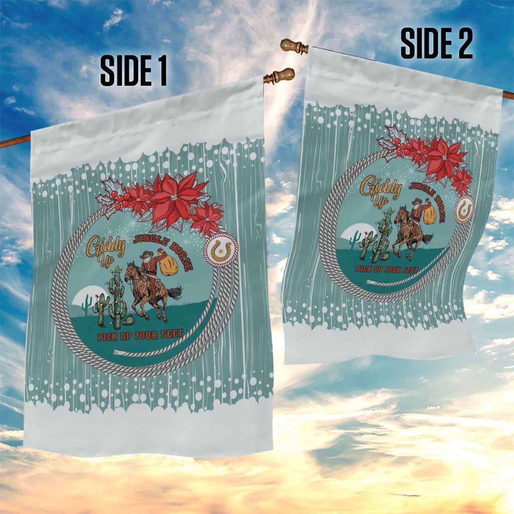 Cowboy Christmas Garden Flag Giddy Up Jingle Horse Green Version - Wonder Print Shop