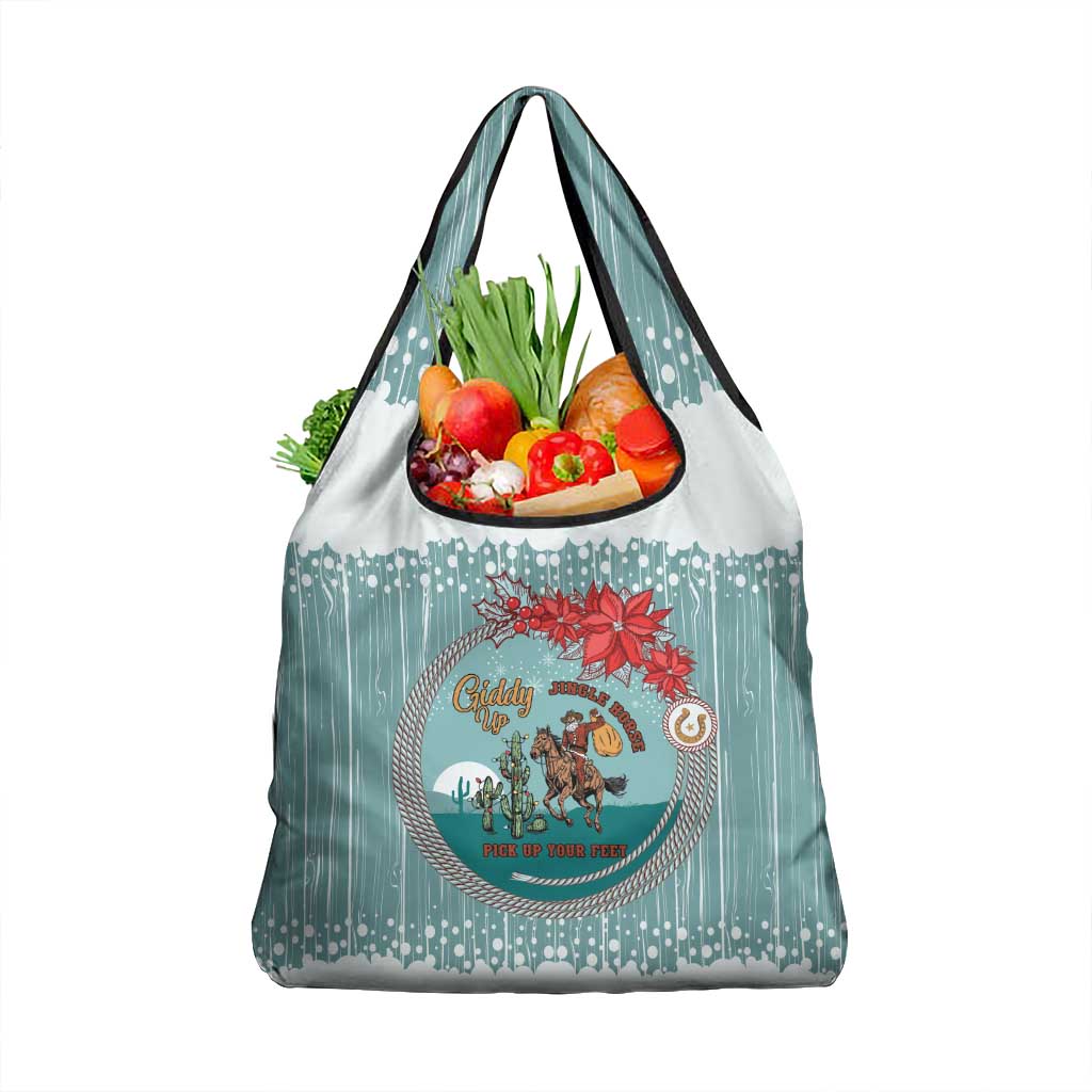 Cowboy Christmas Grocery Bag Giddy Up Jingle Horse Green Version - Wonder Print Shop