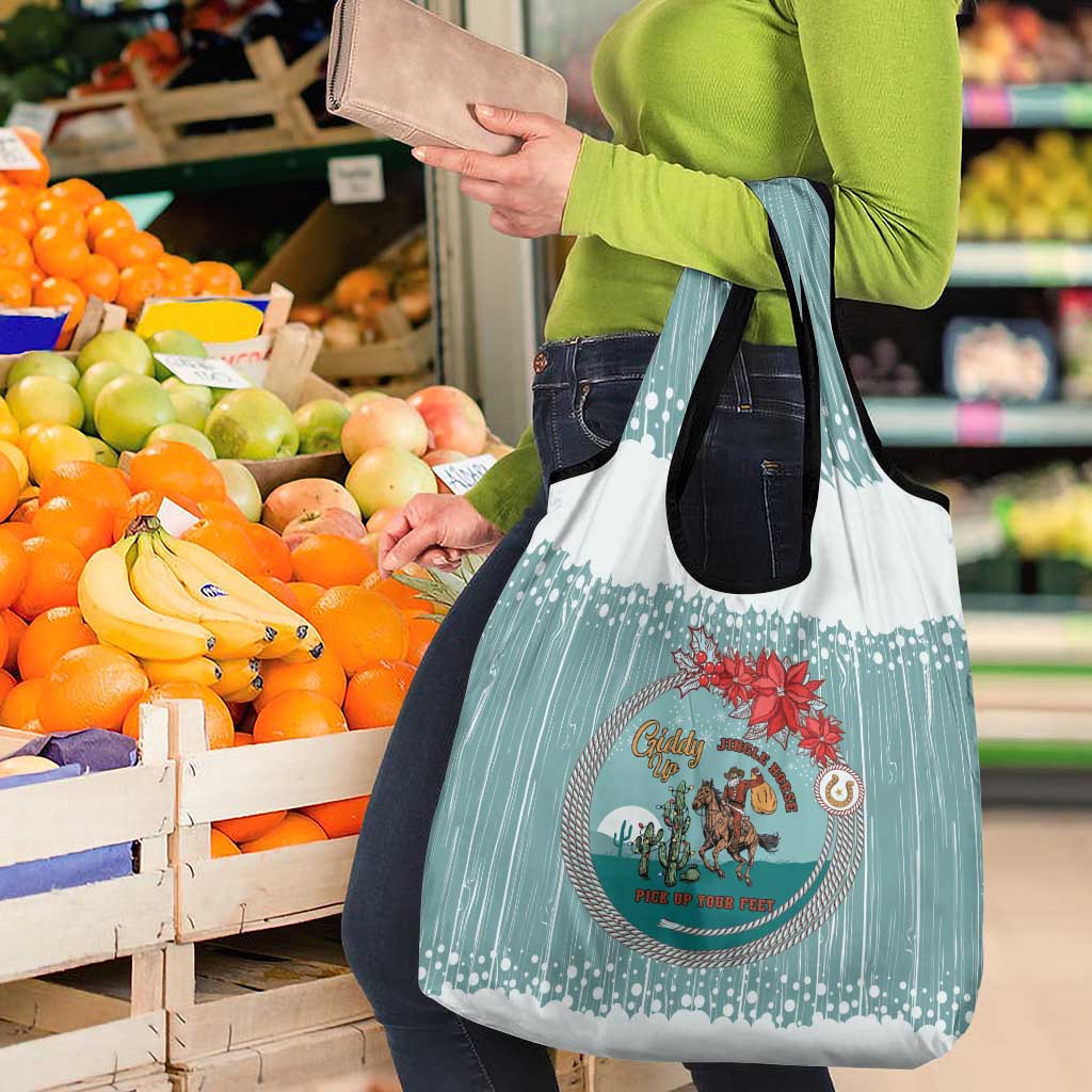 Cowboy Christmas Grocery Bag Giddy Up Jingle Horse Green Version - Wonder Print Shop