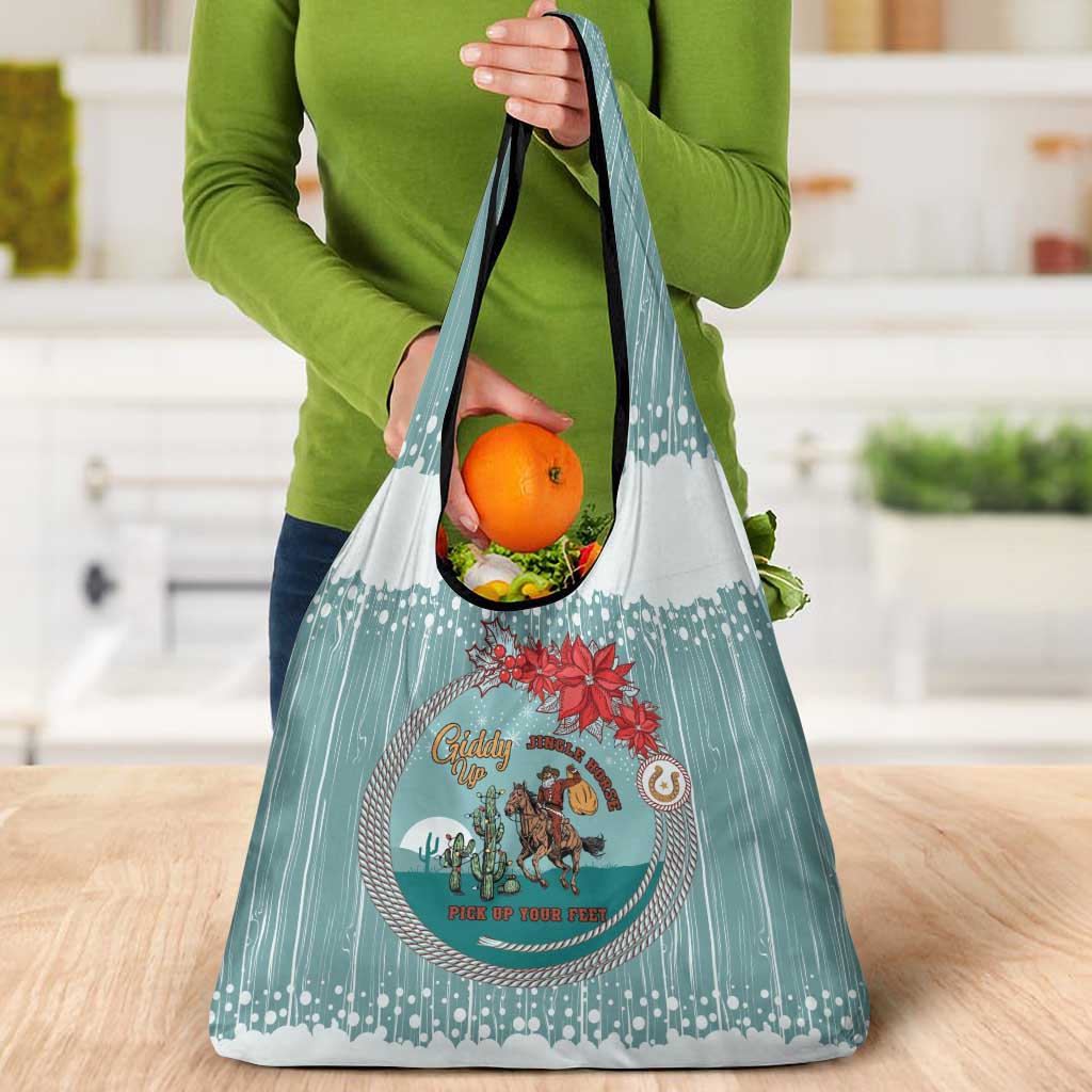 Cowboy Christmas Grocery Bag Giddy Up Jingle Horse Green Version - Wonder Print Shop