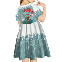 Cowboy Christmas Kid Short Sleeve Dress Giddy Up Jingle Horse Green Version - Wonder Print Shop