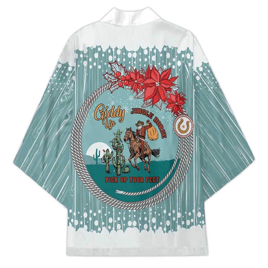 Cowboy Christmas Kimono Giddy Up Jingle Horse Green Version - Wonder Print Shop