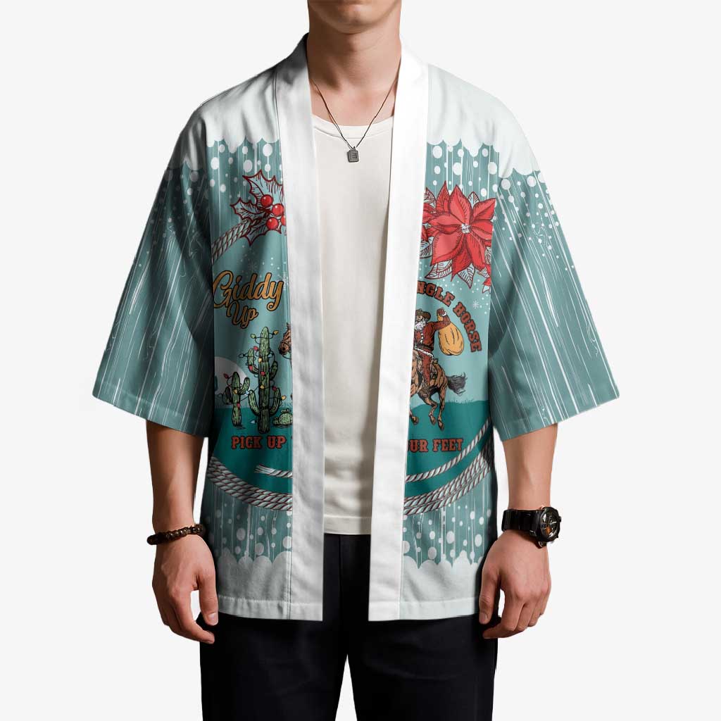 Cowboy Christmas Kimono Giddy Up Jingle Horse Green Version - Wonder Print Shop
