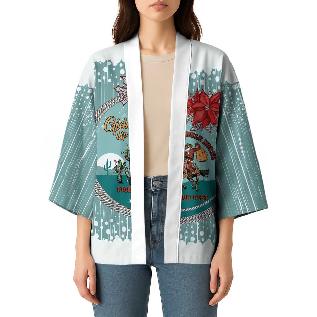 Cowboy Christmas Kimono Giddy Up Jingle Horse Green Version - Wonder Print Shop