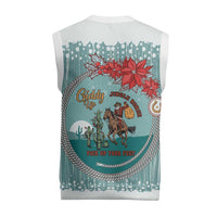 Cowboy Christmas Knitted V-Neck Vest Giddy Up Jingle Horse Green Version - Wonder Print Shop