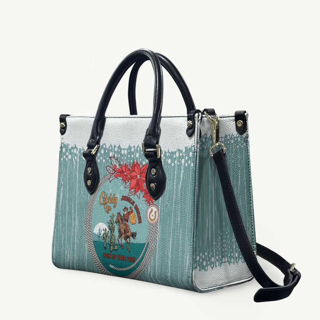 Cowboy Christmas Leather Bag Giddy Up Jingle Horse Green Version - Wonder Print Shop