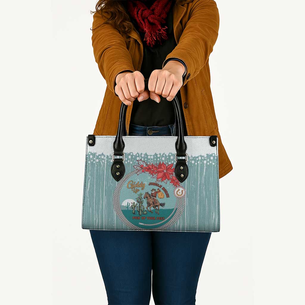 Cowboy Christmas Leather Bag Giddy Up Jingle Horse Green Version - Wonder Print Shop