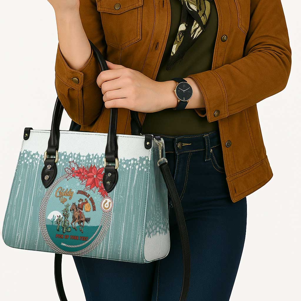 Cowboy Christmas Leather Bag Giddy Up Jingle Horse Green Version - Wonder Print Shop