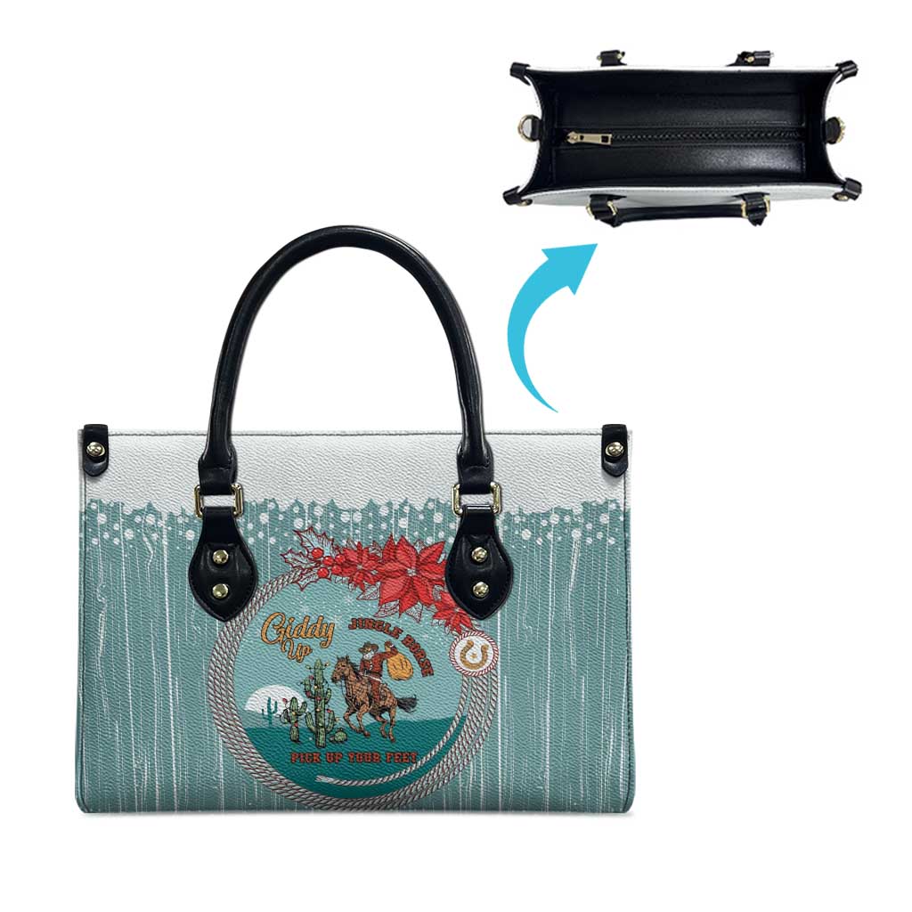 Cowboy Christmas Leather Bag Giddy Up Jingle Horse Green Version - Wonder Print Shop