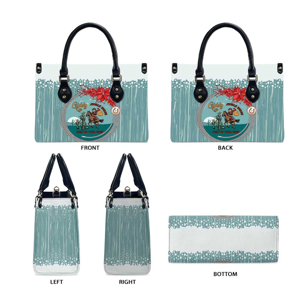 Cowboy Christmas Leather Bag Giddy Up Jingle Horse Green Version - Wonder Print Shop