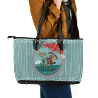 Cowboy Christmas Leather Tote Bag Giddy Up Jingle Horse Green Version - Wonder Print Shop