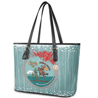 Cowboy Christmas Leather Tote Bag Giddy Up Jingle Horse Green Version - Wonder Print Shop