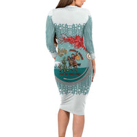 Cowboy Christmas Long Sleeve Bodycon Dress Giddy Up Jingle Horse Green Version - Wonder Print Shop
