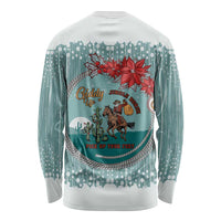 Cowboy Christmas Long Sleeve Shirt Giddy Up Jingle Horse Green Version - Wonder Print Shop