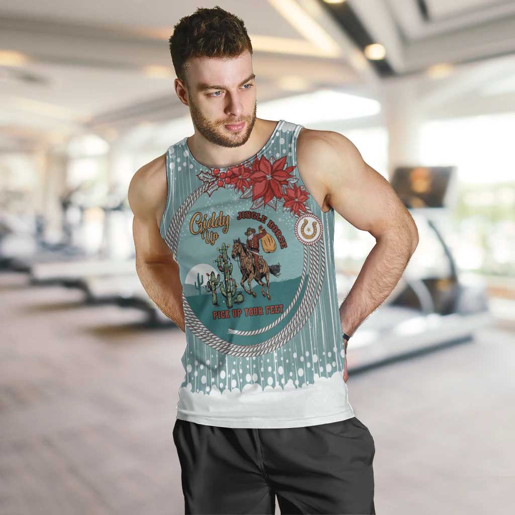 Cowboy Christmas Men Tank Top Giddy Up Jingle Horse Green Version - Wonder Print Shop
