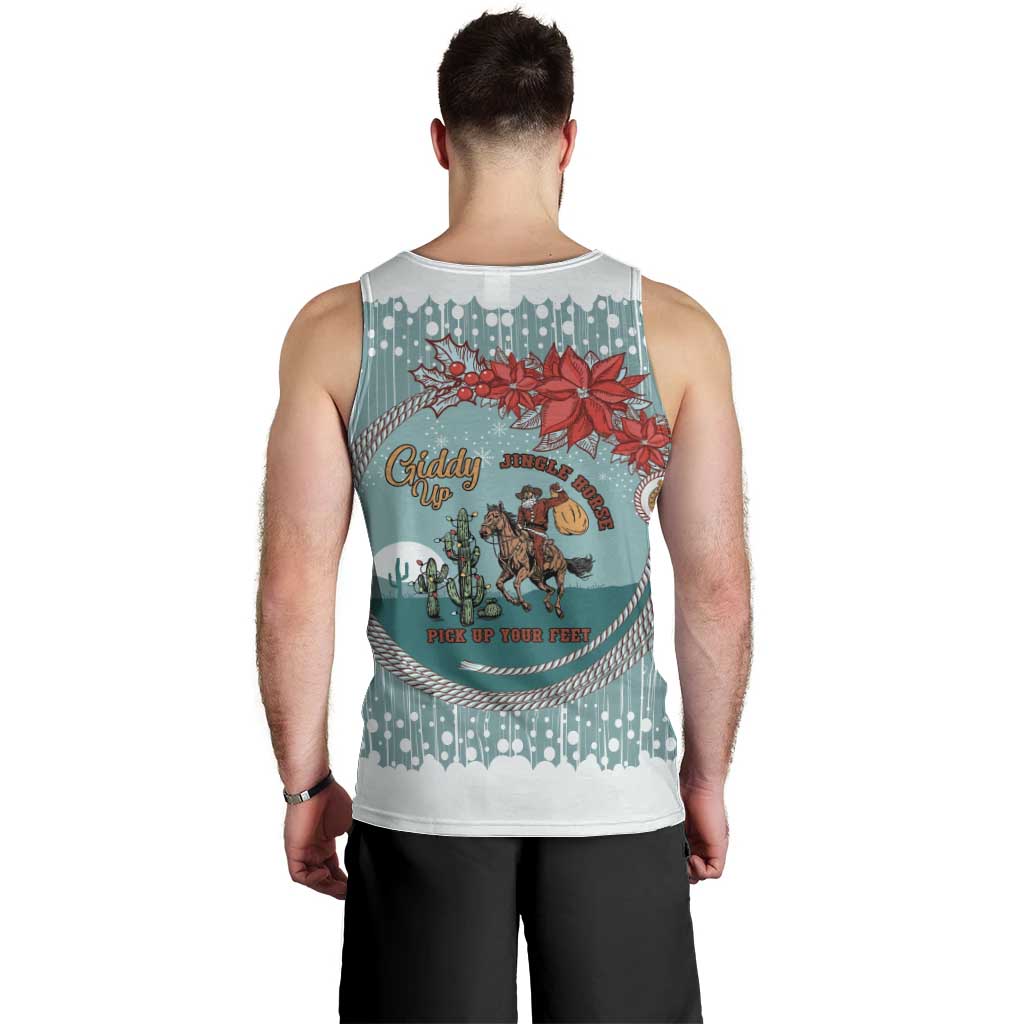 Cowboy Christmas Men Tank Top Giddy Up Jingle Horse Green Version - Wonder Print Shop