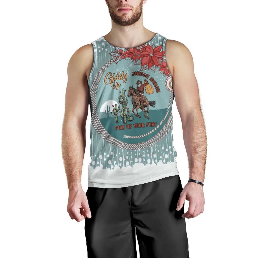 Cowboy Christmas Men Tank Top Giddy Up Jingle Horse Green Version - Wonder Print Shop