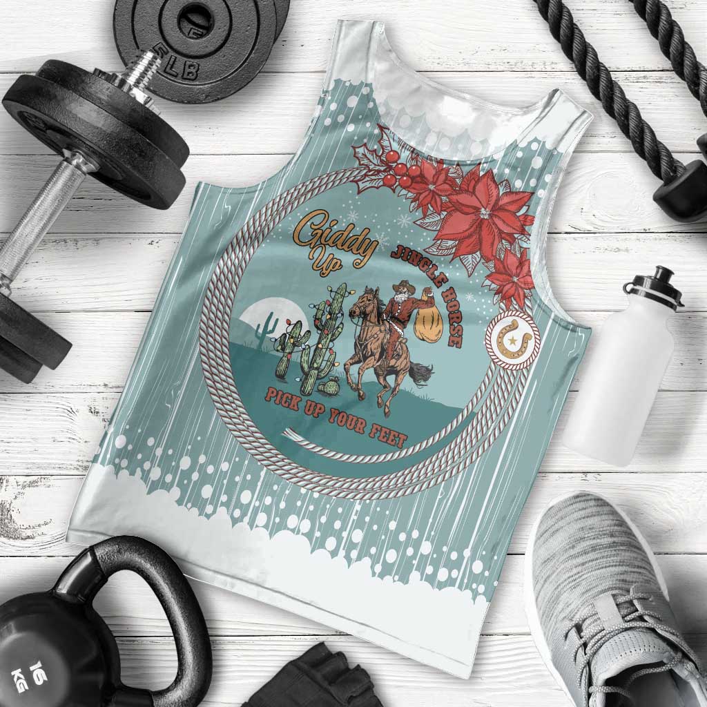 Cowboy Christmas Men Tank Top Giddy Up Jingle Horse Green Version - Wonder Print Shop
