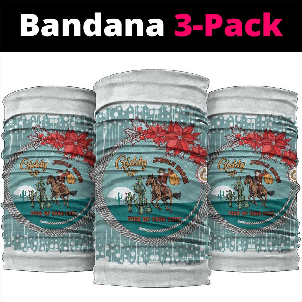 Cowboy Christmas Neck Gaiter Giddy Up Jingle Horse Green Version - Wonder Print Shop