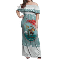 Cowboy Christmas Off Shoulder Maxi Dress Giddy Up Jingle Horse Green Version - Wonder Print Shop