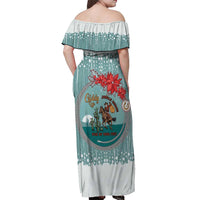 Cowboy Christmas Off Shoulder Maxi Dress Giddy Up Jingle Horse Green Version - Wonder Print Shop