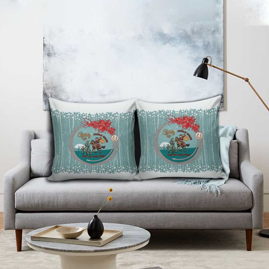 Cowboy Christmas Pillow Cover Giddy Up Jingle Horse Green Version - Wonder Print Shop