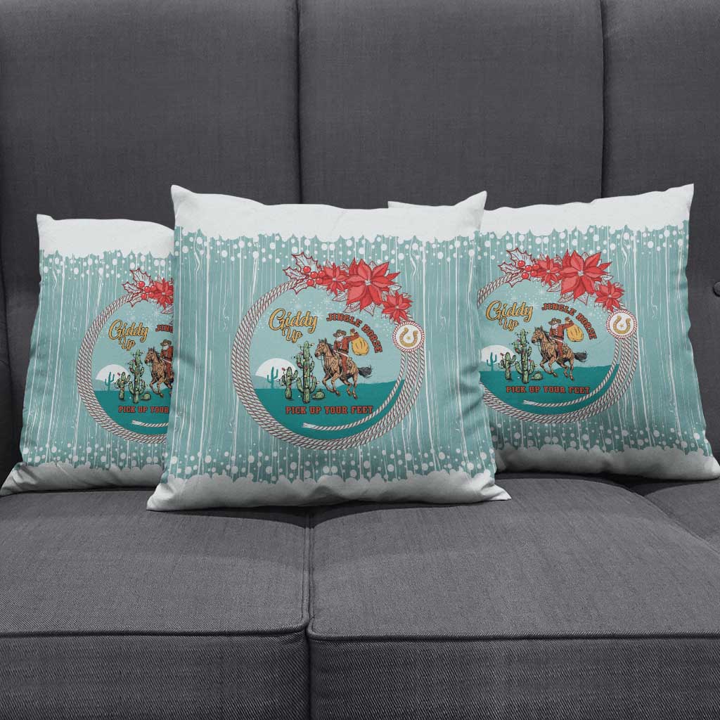 Cowboy Christmas Pillow Cover Giddy Up Jingle Horse Green Version - Wonder Print Shop