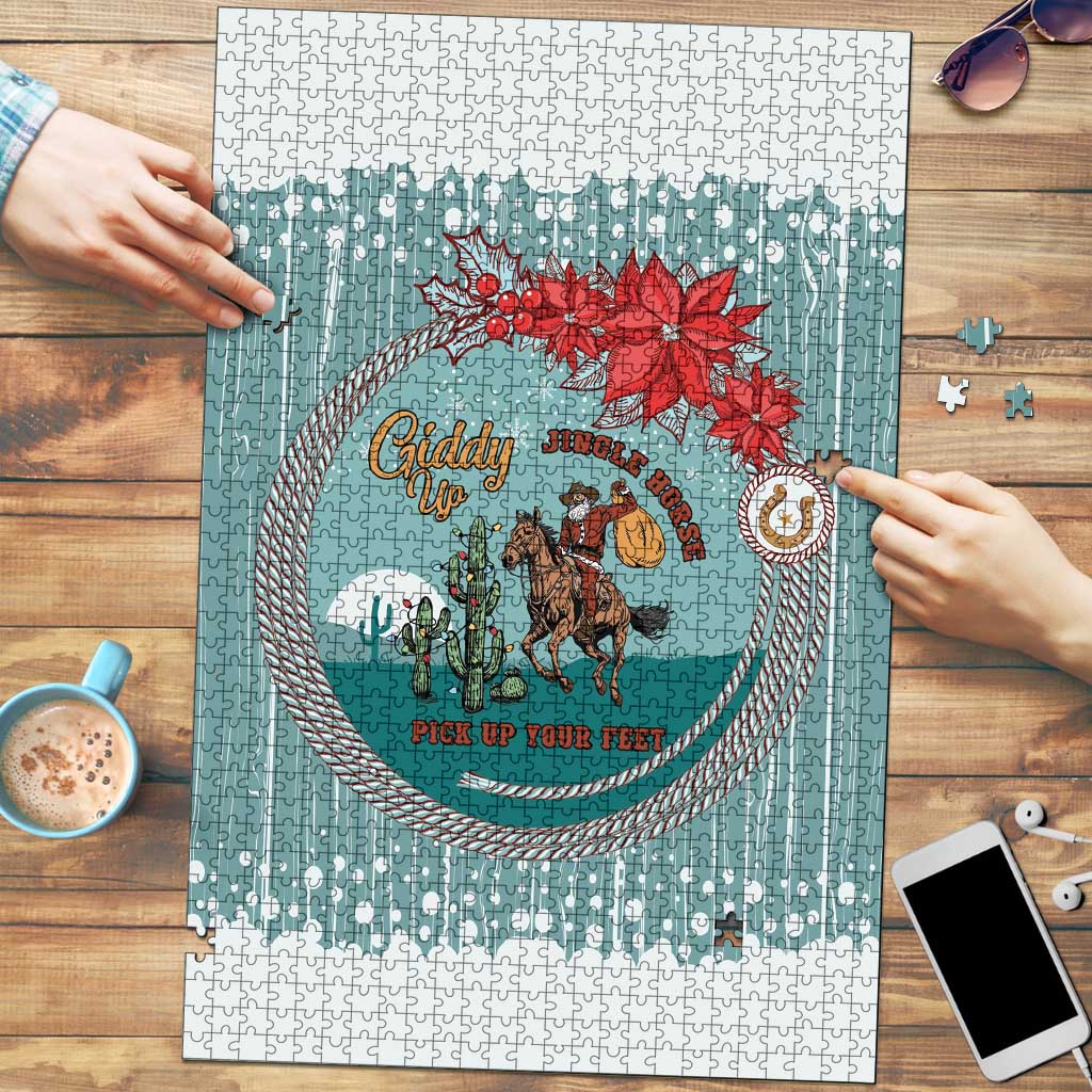 Cowboy Christmas Puzzle Giddy Up Jingle Horse Green Version - Wonder Print Shop