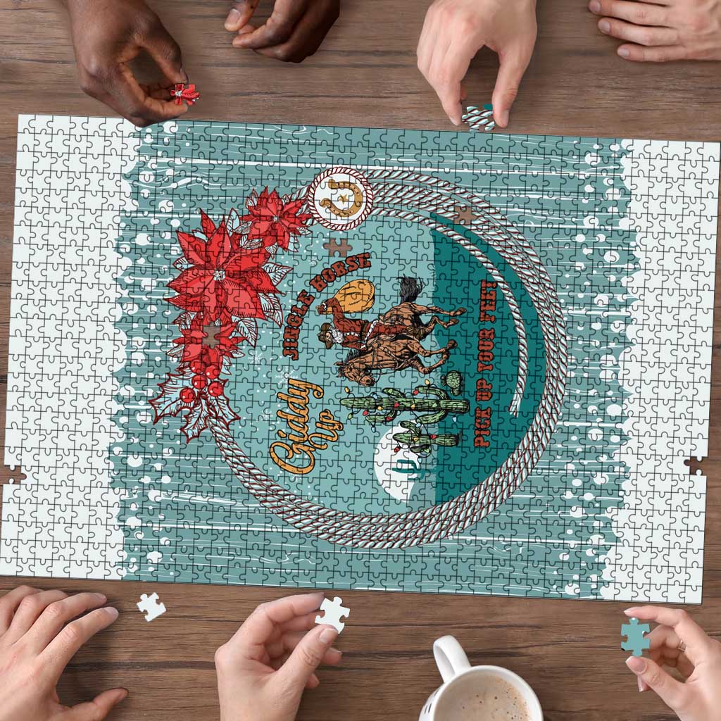 Cowboy Christmas Puzzle Giddy Up Jingle Horse Green Version - Wonder Print Shop