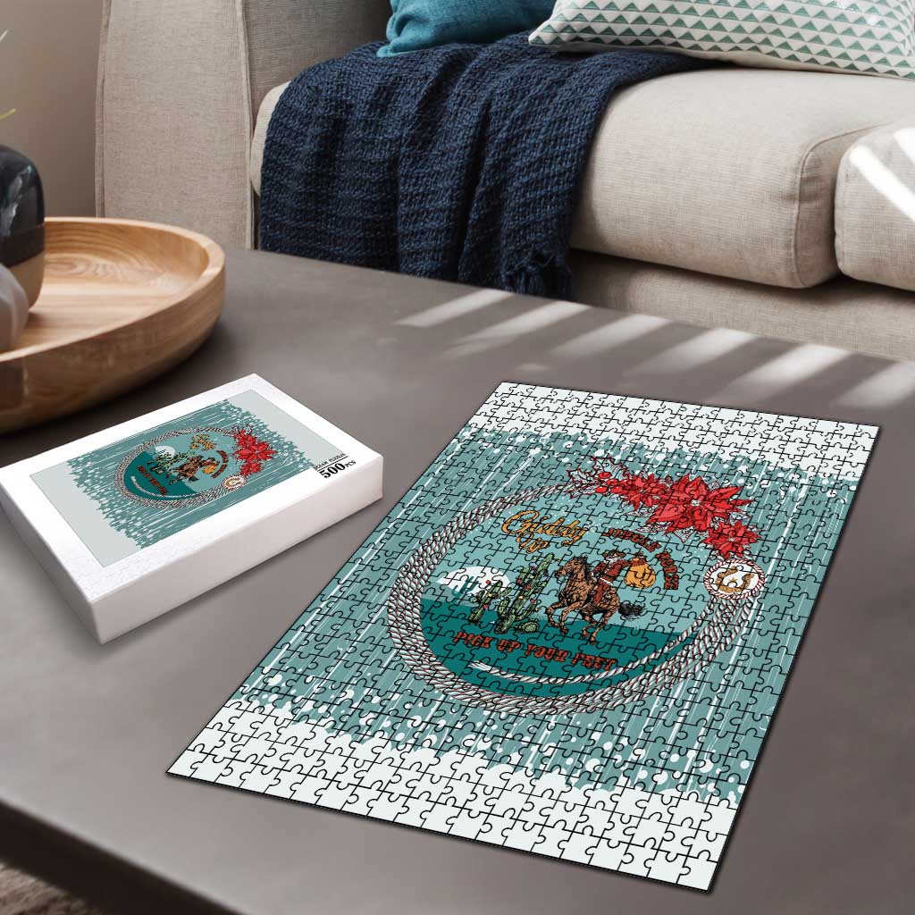 Cowboy Christmas Puzzle Giddy Up Jingle Horse Green Version - Wonder Print Shop