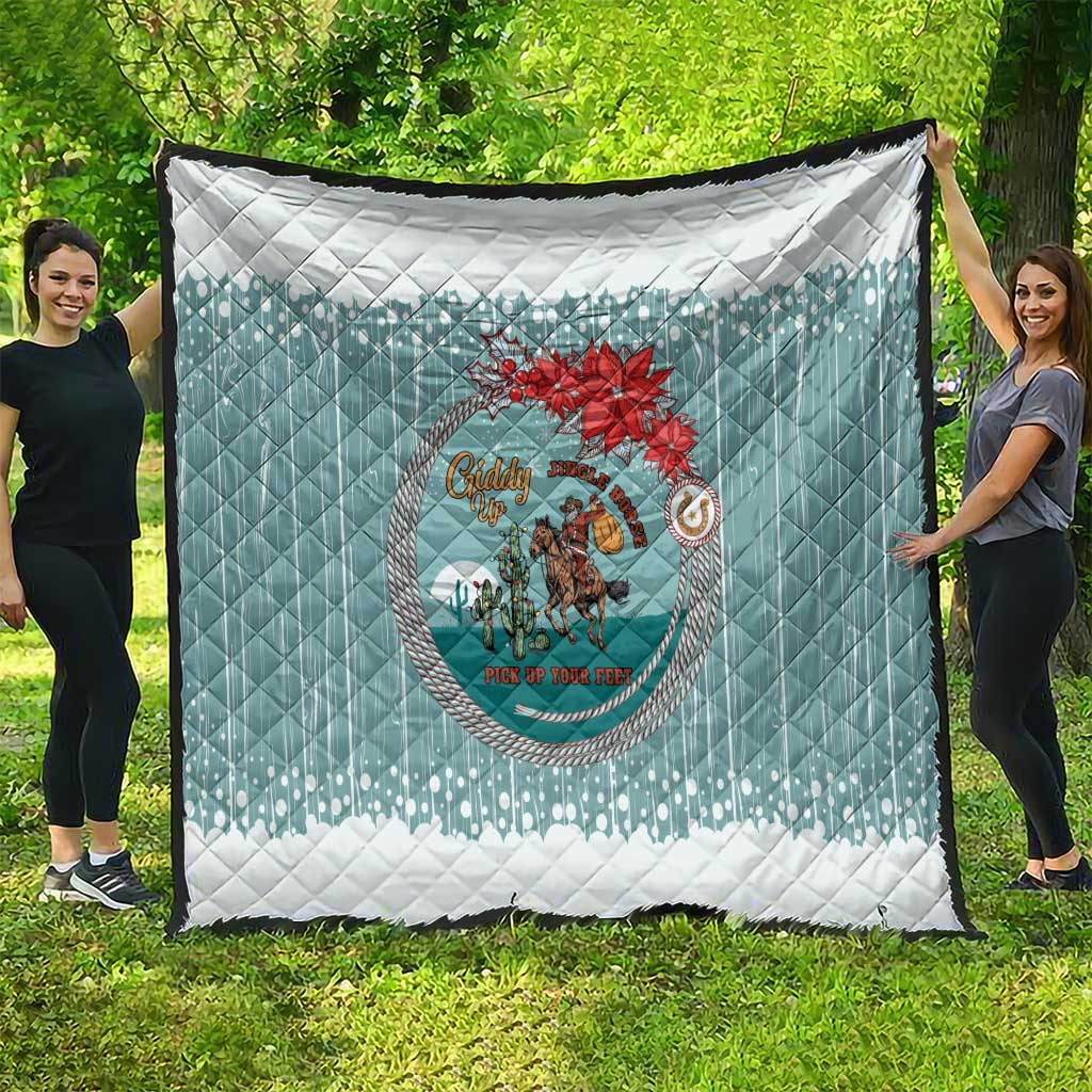 Cowboy Christmas Quilt Giddy Up Jingle Horse Green Version - Wonder Print Shop