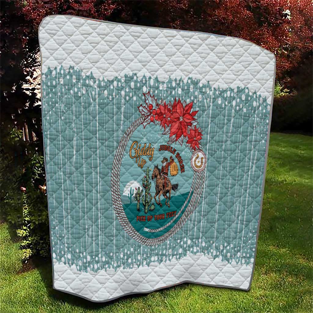 Cowboy Christmas Quilt Giddy Up Jingle Horse Green Version - Wonder Print Shop