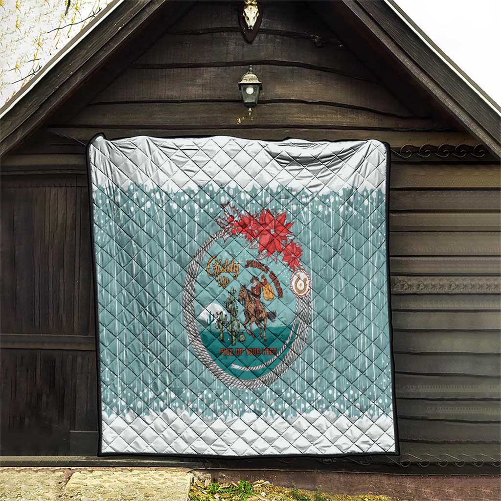 Cowboy Christmas Quilt Giddy Up Jingle Horse Green Version - Wonder Print Shop