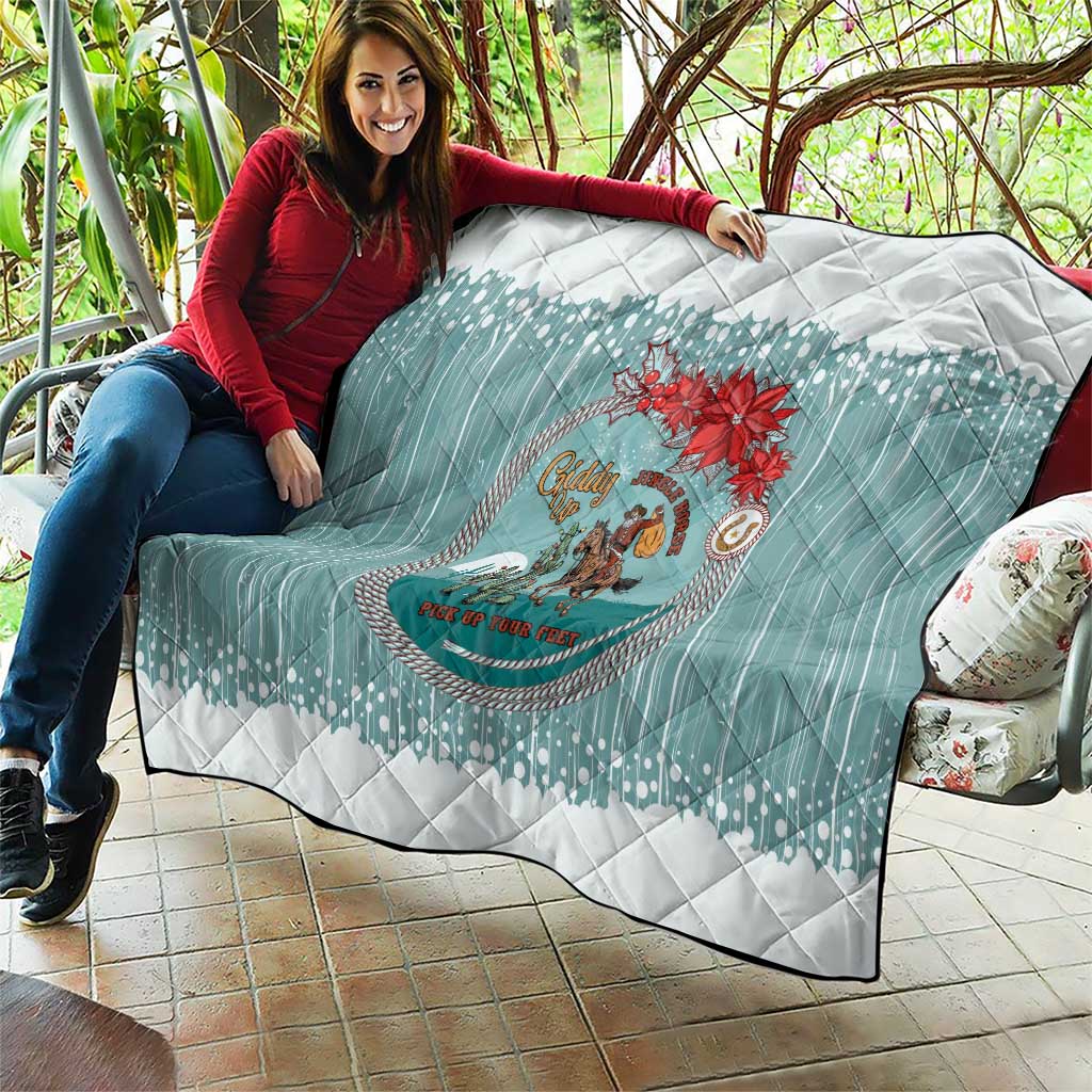 Cowboy Christmas Quilt Giddy Up Jingle Horse Green Version - Wonder Print Shop