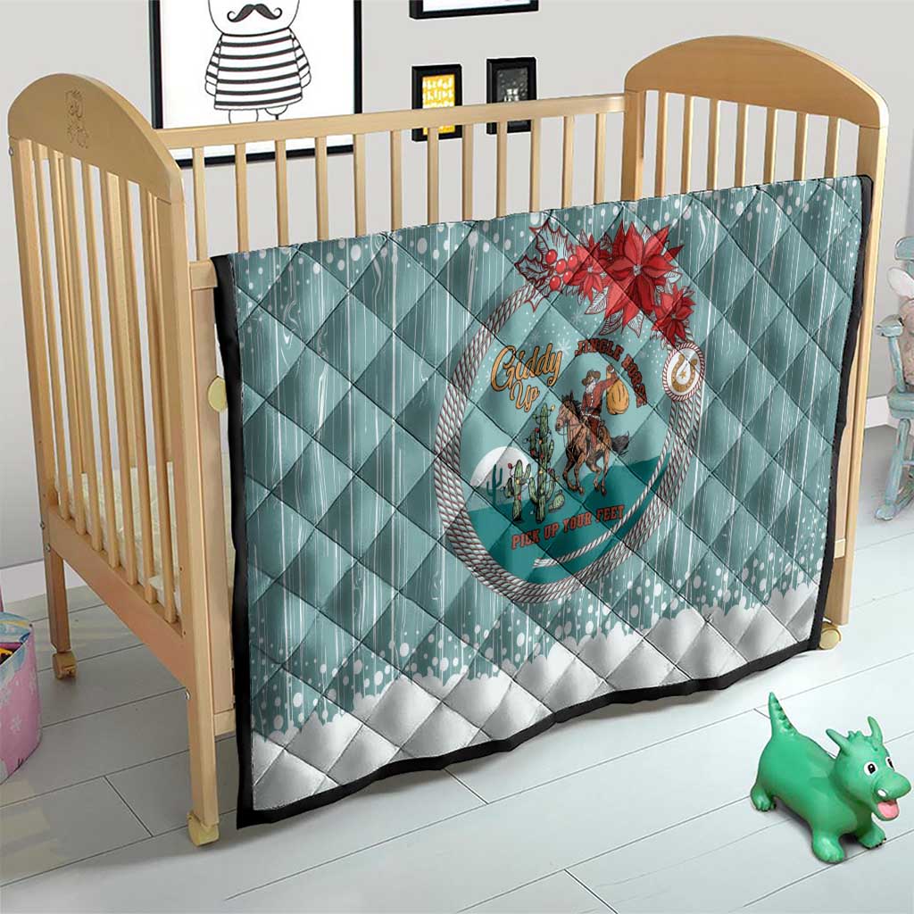 Cowboy Christmas Quilt Giddy Up Jingle Horse Green Version - Wonder Print Shop