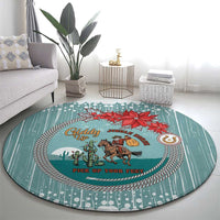 Cowboy Christmas Round Carpet Giddy Up Jingle Horse Green Version - Wonder Print Shop