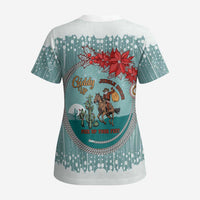 Cowboy Christmas Scrub Top Giddy Up Jingle Horse Green Version - Wonder Print Shop