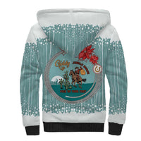 Cowboy Christmas Sherpa Hoodie Giddy Up Jingle Horse Green Version - Wonder Print Shop