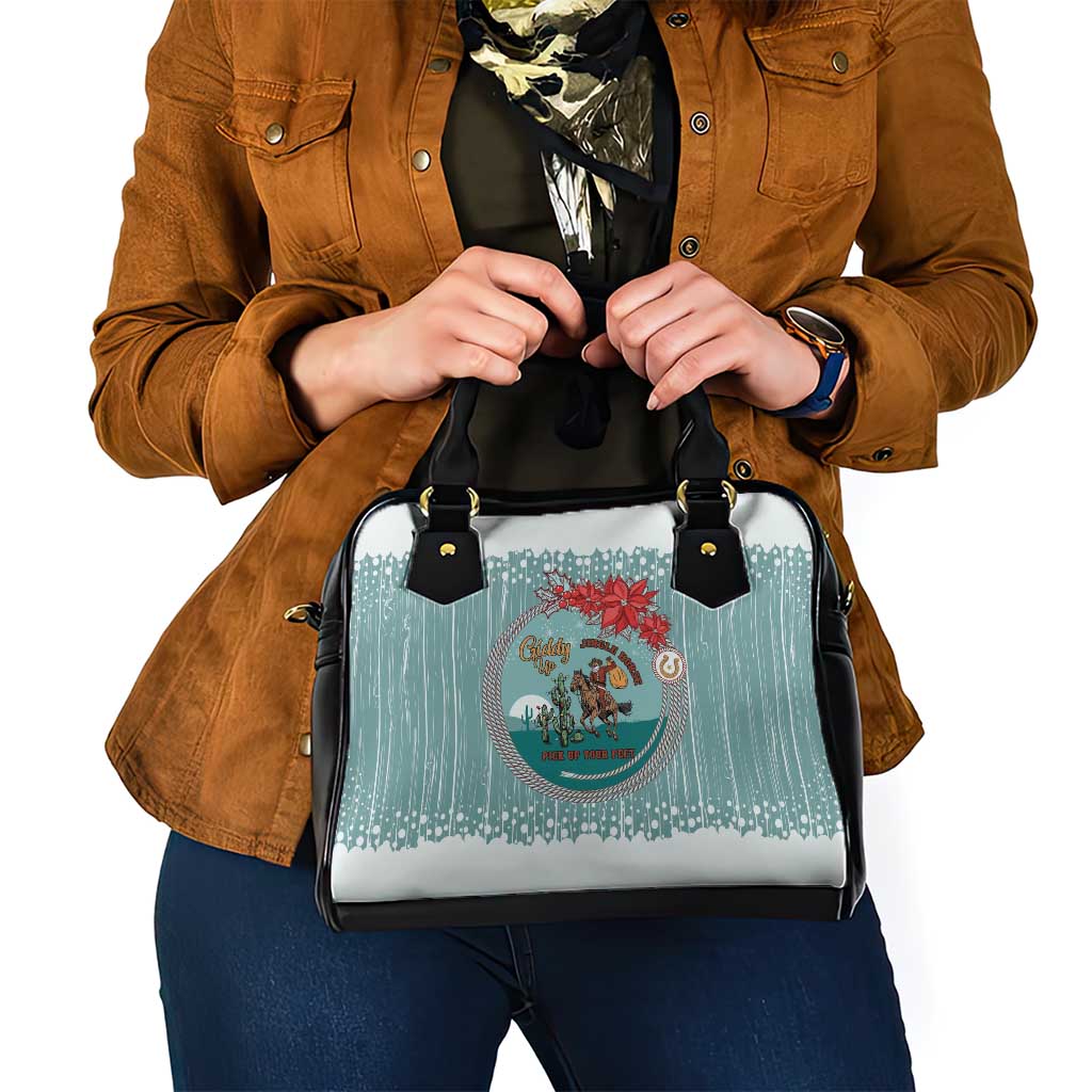 Cowboy Christmas Shoulder Handbag Giddy Up Jingle Horse Green Version - Wonder Print Shop