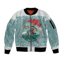 Cowboy Christmas Sleeve Zip Bomber Jacket Giddy Up Jingle Horse Green Version - Wonder Print Shop