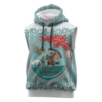 Cowboy Christmas Sleeveless Hoodie Giddy Up Jingle Horse Green Version - Wonder Print Shop