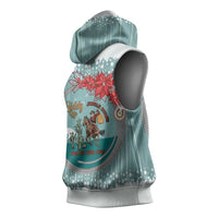 Cowboy Christmas Sleeveless Hoodie Giddy Up Jingle Horse Green Version - Wonder Print Shop